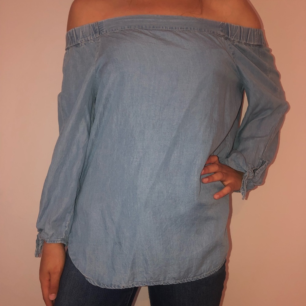 BDG denim off the shoulder top